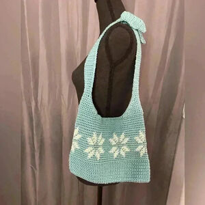 Seafoam Hand Crocheted Shoulder Bag
